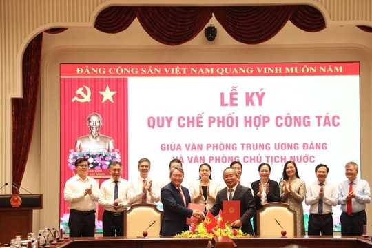 Lễ ký Quy chế phối hợp công tác giữa Văn phòng Trung ương Đảng và Văn phòng Chủ tịch nước