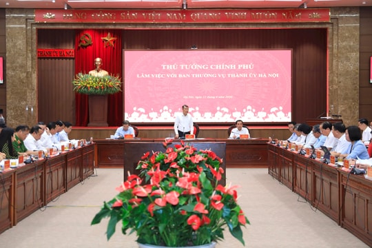 Thủ tướng Chính phủ Lê Minh Hưng làm việc với Ban Thường vụ Thành ủy Hà Nội