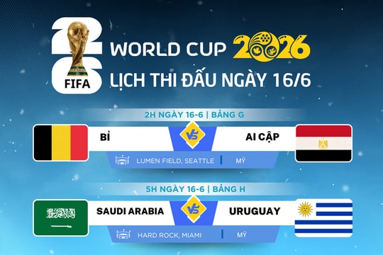 Lịch thi đấu World Cup 2026 ngày 16-6