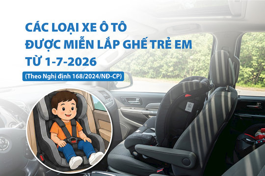 Những loại ô tô được miễn quy định lắp ghế trẻ em từ ngày 1-7-2026
