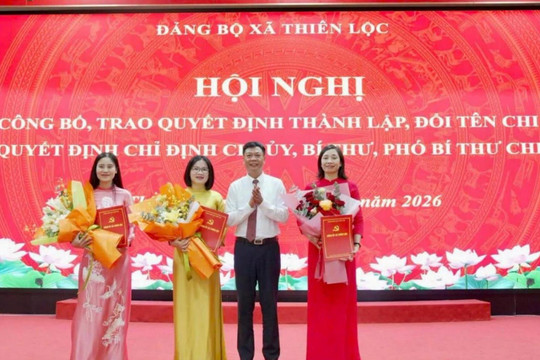 Đảng bộ xã Thiên Lộc công bố quyết định thành lập, đổi tên các chi bộ trường học
