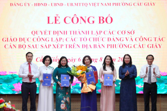 Phường Cầu Giấy: Giảm 6 cơ sở giáo dục công lập sau sắp xếp