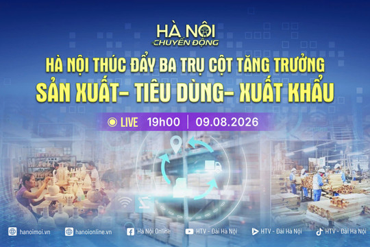 [TRỰC TIẾP] Chương trình "Hà Nội chuyển động" ngày 9-8: Hà Nội thúc đẩy ba trụ cột tăng trưởng: Sản xuất - Tiêu dùng - Xuất khẩu