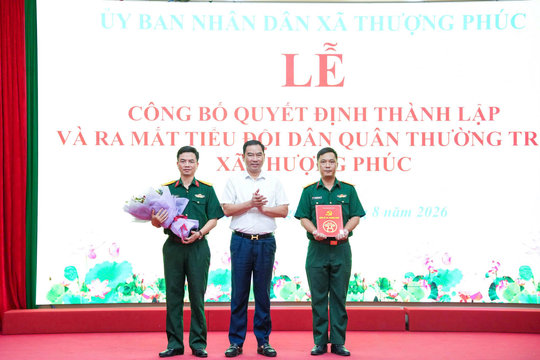 Xã Thượng Phúc ra mắt Tiểu đội Dân quân thường trực, sẵn sàng thực hiện nhiều nhiệm vụ