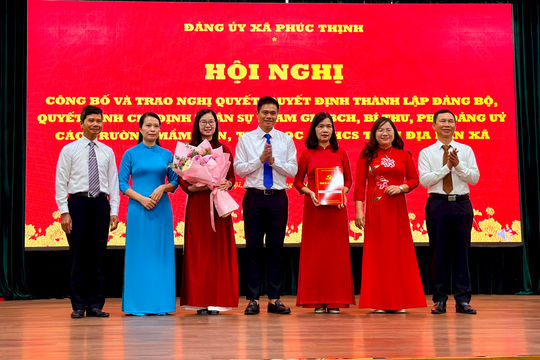Xã Phúc Thịnh thành lập 8 Đảng bộ tại các trường học sau sắp xếp