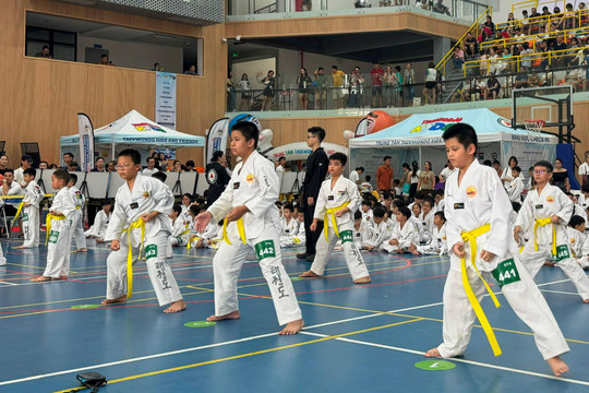 Gần 700 võ sinh tranh tài tại kỳ thi thăng cấp đai Taekwondo