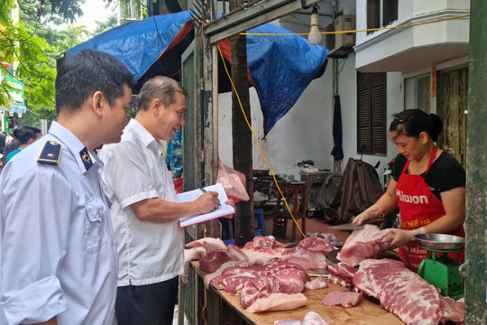 Kiểm tra công tác quản lý giết mổ, an toàn thực phẩm tại phường Ô Chợ Dừa