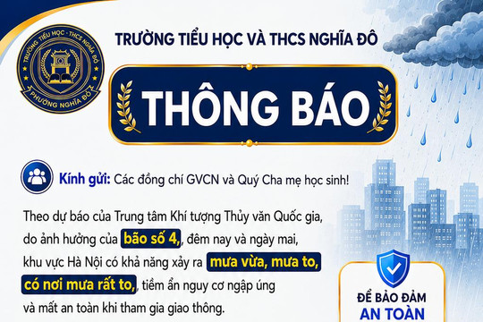 Mưa lớn do bão số 4: Hà Nội yêu cầu trường học chủ động điều chỉnh hoạt động