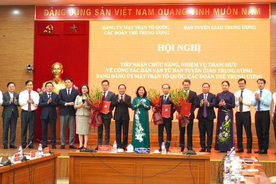 Đảng ủy Mặt trận Tổ quốc, các đoàn thể Trung ương tiếp nhận chức năng, nhiệm vụ tham mưu về công tác dân vận