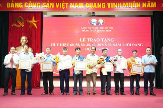 38 đảng viên xã Dương Hòa vinh dự nhận Huy hiệu Đảng