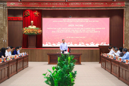 Tổng Bí thư, Chủ tịch nước Tô Lâm chủ trì hội nghị kiểm tra, giám sát đối với Ban Thường vụ Thành ủy Hà Nội