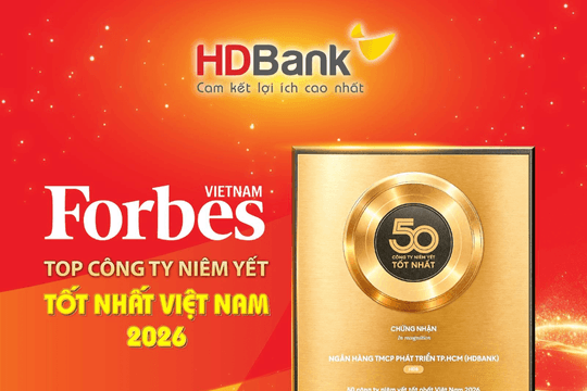 HDBank tiếp tục vào Top 50 Công ty niêm yết tốt nhất Việt Nam 2026