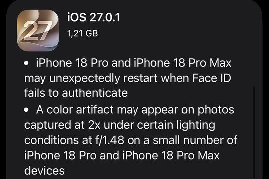 Apple cập nhật phần mềm khắc phục nhiều lỗi trên các dòng iPhone 18 Pro mới