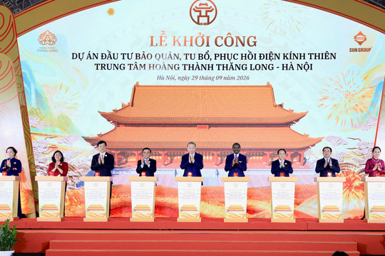 Khởi công dự án đầu tư bảo quản, tu bổ, phục hồi Điện Kính Thiên - Di tích Khu trung tâm Hoàng thành Thăng Long