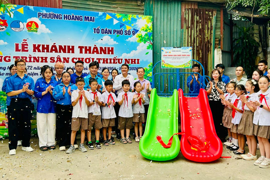 Sân chơi thiếu nhi tại phường Hoàng Mai - điểm sinh hoạt ấm tình đoàn kết