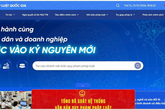 Dự kiến đưa vào khai thác ứng dụng di động của Cổng Pháp luật quốc gia trong quý IV-2026