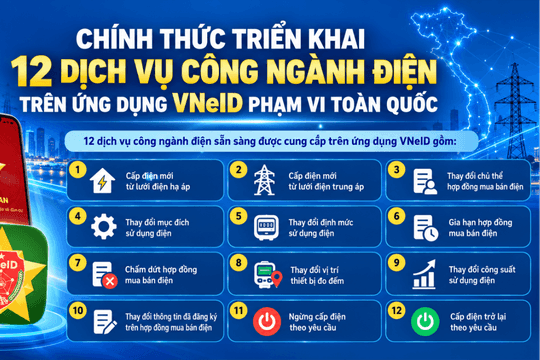 EVN triển khai 12 dịch vụ công trên ứng dụng VNeID