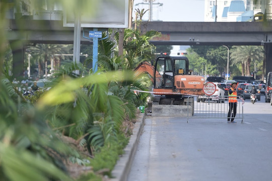 Di dời cây xanh, xén vỉa hè xây hầm chui Dương Đình Nghệ