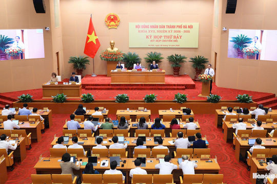 Toàn cảnh phiên khai mạc kỳ họp thứ bảy, HĐND thành phố Hà Nội
