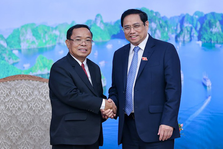 Thủ tướng Phạm Minh Chính tiếp Chủ nhiệm Ban Kiểm tra Trung ương Đảng, Tổng Thanh tra Nhà nước Lào Khamphan Phommaphat