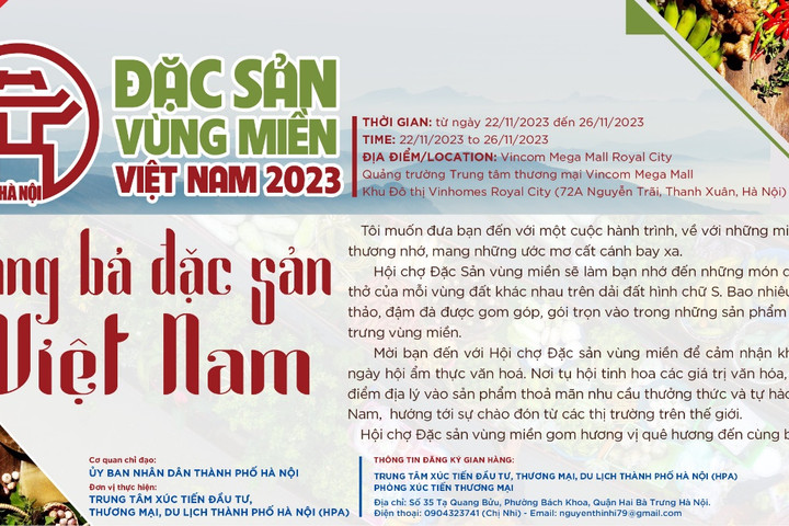 Sắp diễn ra Hội chợ đặc sản vùng miền Việt Nam 2023