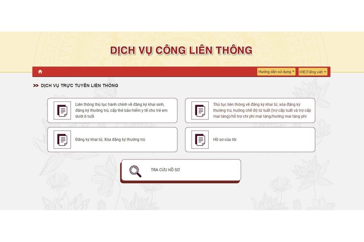 Trình tự thực hiện liên thông điện tử đăng ký khai tử, xóa đăng ký thường trú, giải quyết mai táng phí, tử tuất