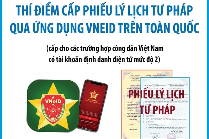 Thí điểm cấp Phiếu lý lịch tư pháp qua ứng dụng VNeID trên toàn quốc