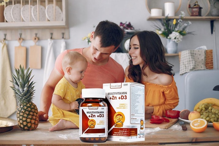 Thực phẩm bảo vệ sức khỏe Royal Care Multivitamin + Zn + D3 khắc phục thiếu hụt vitamin cho cơ thể