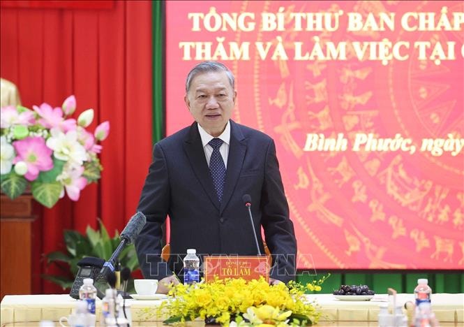 Tổng Bí thư Tô Lâm thăm và làm việc tại Công an tỉnh Bình Phước