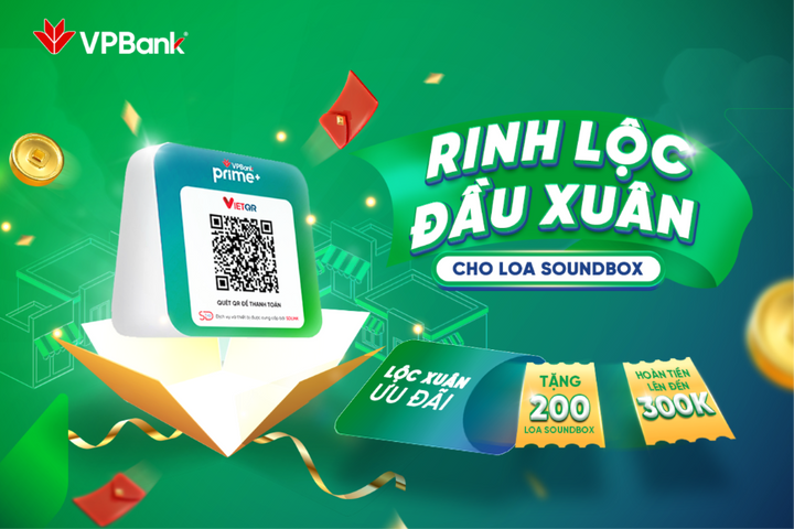 VPBank tặng loa thông báo biến động số dư - lì xì đầu xuân, rước lộc may mắn cho chủ hộ kinh doanh