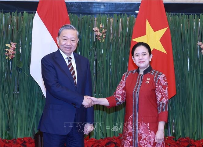 Tổng Bí thư Tô Lâm hội kiến với Chủ tịch Hội đồng Đại biểu nhân dân Indonesia