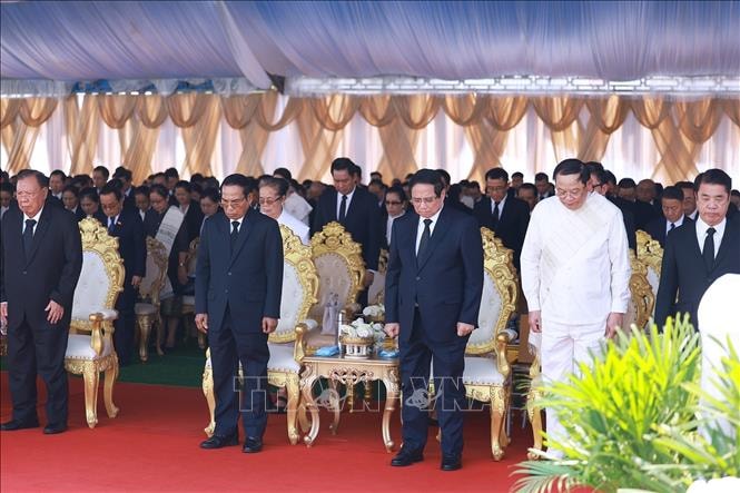Thủ tướng Phạm Minh Chính dự lễ viếng và truy điệu đồng chí Khamtay Siphandone