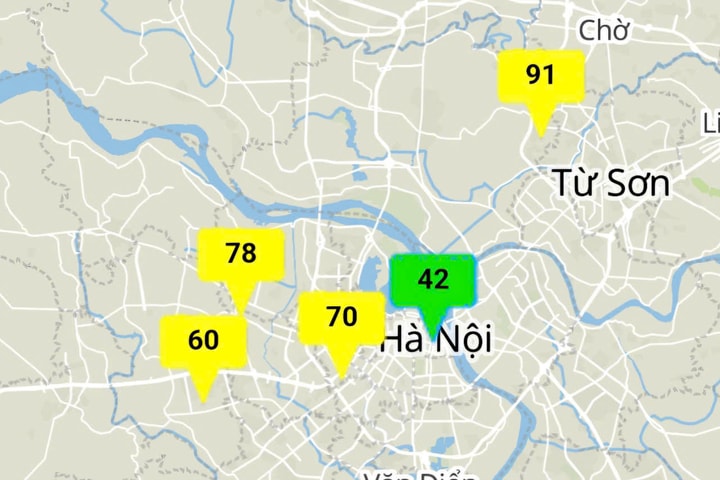 Không khí khu vực 556 Nguyễn Văn Cừ (quận Long Biên) vẫn ở ngưỡng kém