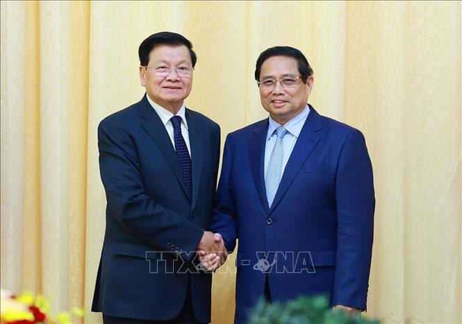 Thủ tướng Phạm Minh Chính tiếp Tổng Bí thư, Chủ tịch nước Lào Thongloun Sisoulith