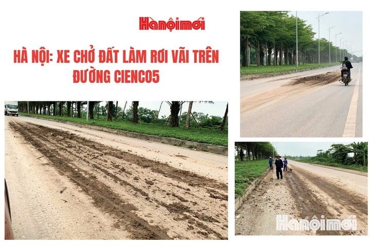 Hà Nội: Đất rơi vãi trên đường Cienco5, nguy cơ tai nạn rình rập