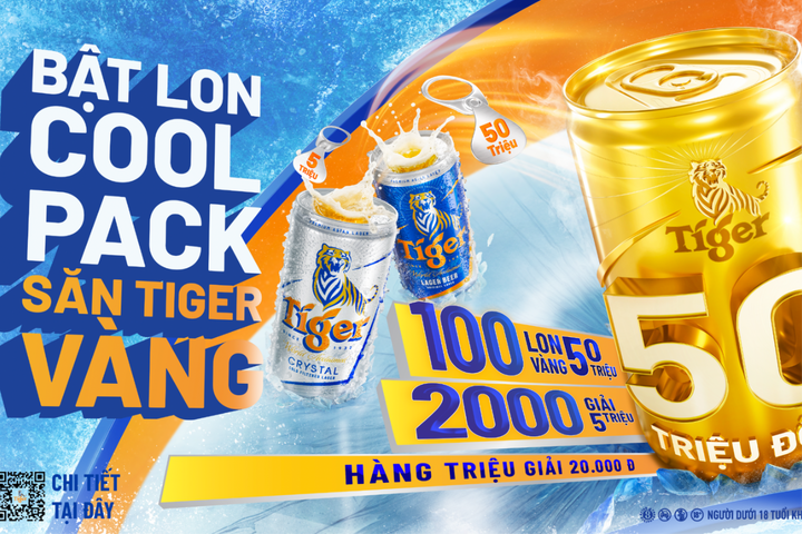 Tiger Beer bật tung sảng khoái mùa hè với chương trình “Bật lon Coolpack - Săn Tiger vàng”, mang đến hàng triệu giải thưởng hấp dẫn