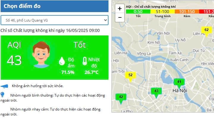 Hà Nội: Chất lượng không khí ổn định, ít ảnh hưởng đến sức khỏe