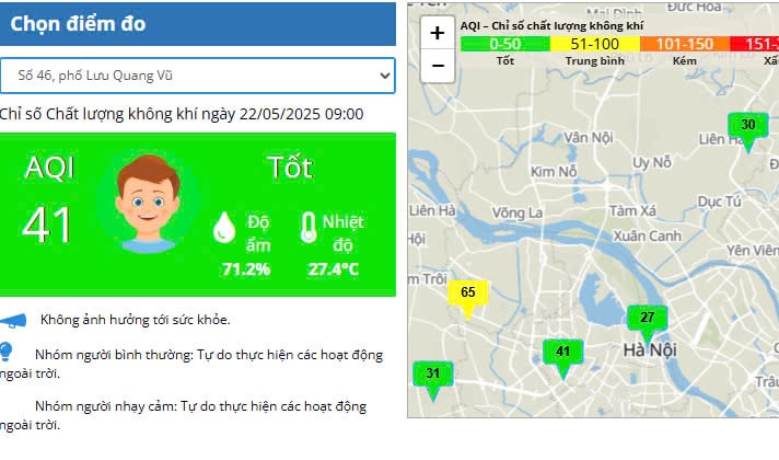 Chất lượng không khí tại Hà Nội tiếp tục được cải thiện tích cực