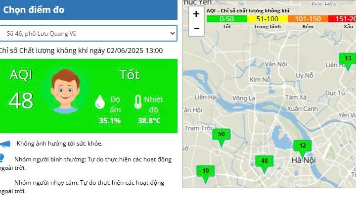 Đầu tháng 6, chất lượng không khí cải thiện ở ngưỡng tốt