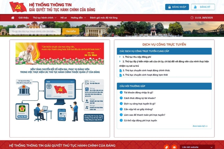 Hướng dẫn thực hiện thủ tục thu, nộp đảng phí trực tuyến