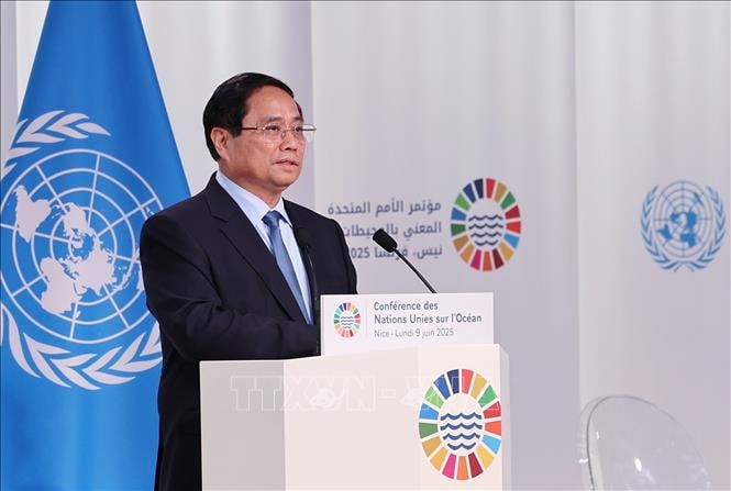 Thủ tướng Phạm Minh Chính đại diện ASEAN phát biểu tại Hội nghị đại dương của Liên hợp quốc lần thứ 3
