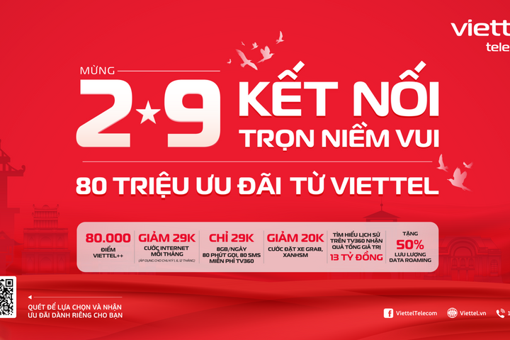 Viettel tung 80 triệu ưu đãi mừng đại lễ 2-9
