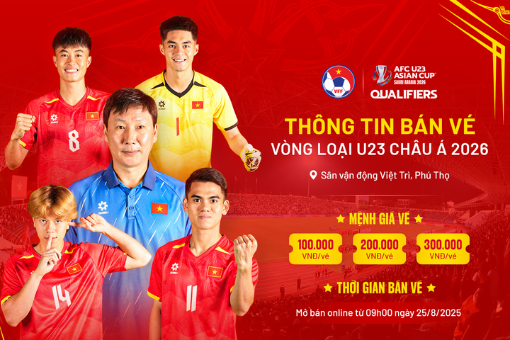 Vé xem U23 Việt Nam tại Vòng loại Giải Vô địch U23 châu Á giá cao nhất 300.000 đồng