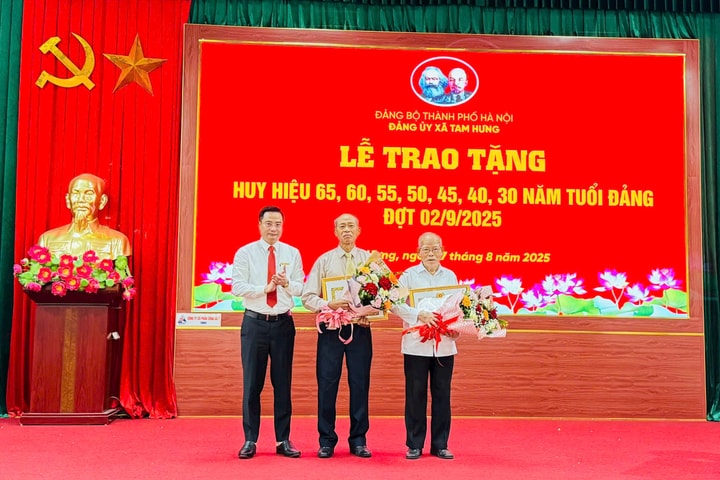 Đảng bộ xã Tam Hưng có 47 đồng chí được tặng Huy hiệu Đảng