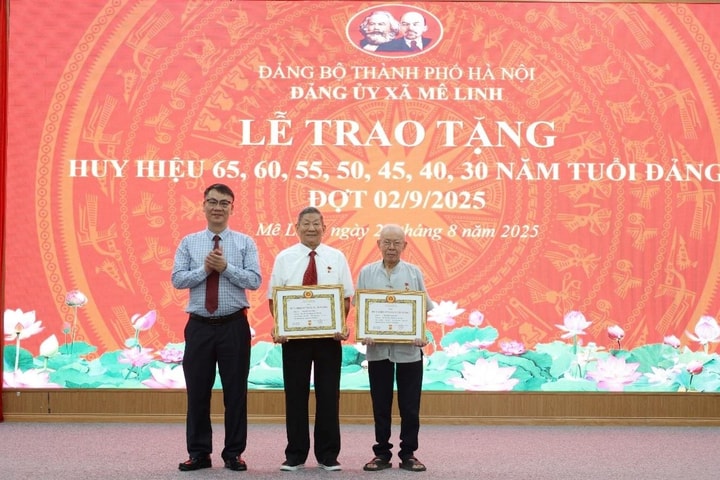 Xã Mê Linh: 53 đảng viên được trao tặng Huy hiệu Đảng