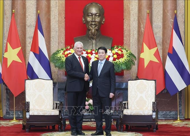 Chủ tịch nước Cuba Miguel Díaz-Canel Bermúdez hội kiến Chủ tịch nước Lương Cường