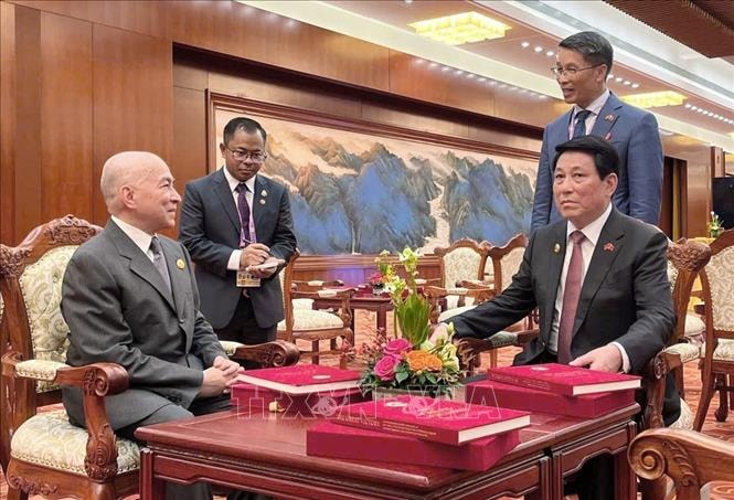 Chủ tịch nước Lương Cường gặp lãnh đạo các nước tại Lễ kỷ niệm chiến thắng phát xít