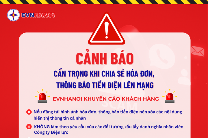 Khuyến cáo khách hàng cẩn trọng khi chia sẻ hóa đơn, thông báo tiền điện lên mạng