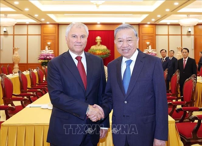 Tổng Bí thư Tô Lâm tiếp Chủ tịch Duma Quốc gia Nga