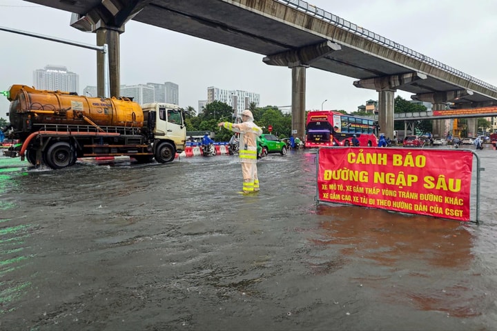 ‎Công an TP Hà Nội khuyến cáo người dân trước tình huống úng ngập
